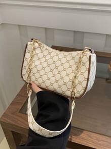 Fashionable Solid Color Vintage Simple Shoulder Bag, Tready Crescent Moon Bag For Women