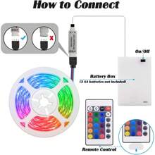 1 Rolle 1 Meter/3,3 Fuß-15 Meter/49,2 Fuß batteriebetriebener LED-Streifen (ohne Batterien), RGB-Farbwechsel, flexibler batteriebetriebener LED-Streifen, mit IR-24-Tasten-Fernbedienung, für Schlafzimmer, Tisch, Zuhause, Raum, TV, Camping und DIY-Dekoration
