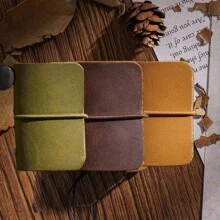 1 本手工制作的迷你皮革日记本 - 微型复古剪贴簿、袖珍笔记本艺术家素描本、小型皮革装订无衬里笔记本日记本、适合艺术家、作家和外出剪贴簿制作者的返校书籍礼物。