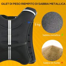 Giubbotto Zavorrato 5kg Traspirante con Tasca Portaoggetti e Spallacci, Gilet Zavorrato in tessuto Oxford, Metallo e Sabbia, 40x35 cm, Nero - nero - Visualizzare 6