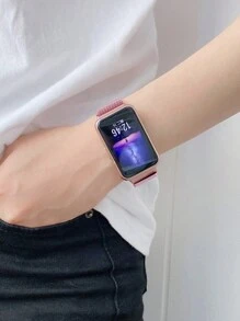 1条男女通用时尚金属磁吸表带，兼容华为Fit 1/Fit 2/Fit 3/Fit 4/Fit 4 Pro智能手表，银色、黑色、玫瑰金等多种颜色可选，经典金属磁吸米兰尼斯网状表带，适用于华为Fit 3/2/1/4/Pro智能手表和健身追踪器配件 - 粉色 - 查看 4