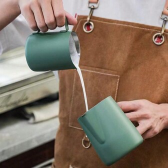 Stainless Steel Frothing Pitcher With Measurement Markings And Handle For Milk Foam Frothing