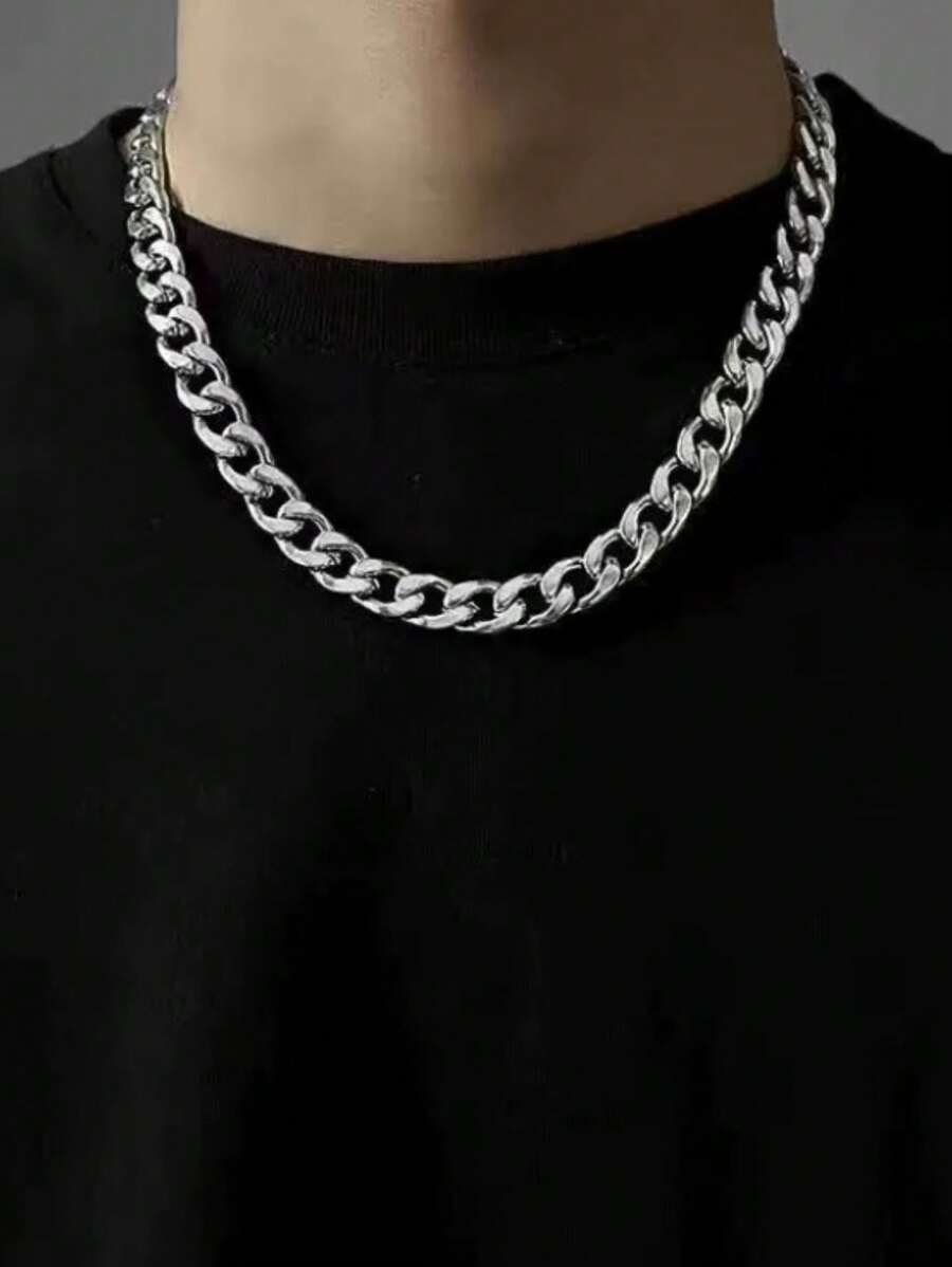 Men Chain Necklaces - Silver - View 1