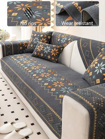 1pc Universal Bohemian Modern Simple Anti-Slip Sofa Cushion, Sofa Towel, Dust-Proof, Washable Sofa Cover, Room Corner Sofa Set, Non-Fading, Pet Friendly Protective Cover, Suitable For Bedroom, Office, Living Room, L-Shaped Sofa And 1/2/3/4 Seats