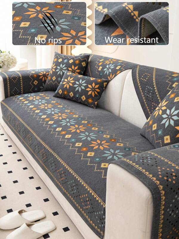 1pc Universal Bohemian Modern Simple Anti-Slip Sofa Cushion, Sofa Towel, Dust-Proof, Washable Sofa Cover, Room Corner Sofa Set, Non-Fading, Pet Friendly Protective Cover, Suitable For Bedroom, Office, Living Room, L-Shaped Sofa And 1/2/3/4 Seats
