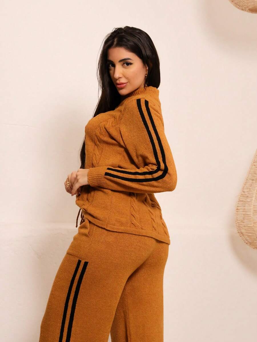 Women Sweater Co-Ords - Camel - View 1
