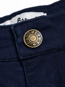 Young Boy Simple And Versatile Sweat-Wicking Breathable Casual Woven Shorts - Navy Blue - View 4