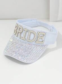 1pc Unisex Rhinestone Letter "BRIDE" Baseball Cap, Pearl Embellished Bridal Queen Sun Hat, Unique Sparkling Sequin Design With Pearl Letter, 2024 Wedding Essentials, Adjustable Outdoor Beach Cap, Suitable For Music Festivals, Travel, Hiking, Sun Protection, Parties, Daily Wear
