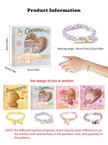 Sanrio Genuine Sanrio Bracelet Cute Hello Kitty Pendant Sweet Necklace Kitty Cat Kuromi My Melody Cinnamoroll Set Birthday Gifts Cartoon Jewelry Accessories (Some Parts May Be Random)