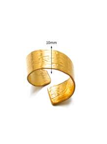 Simple Gold Women Jewelry Stainless Steel With Asymmetrical Texture Deformed Opening Ring Width Adjustable Size 2024 Promise Ring For Couples Gift - Yellow Gold - View 10