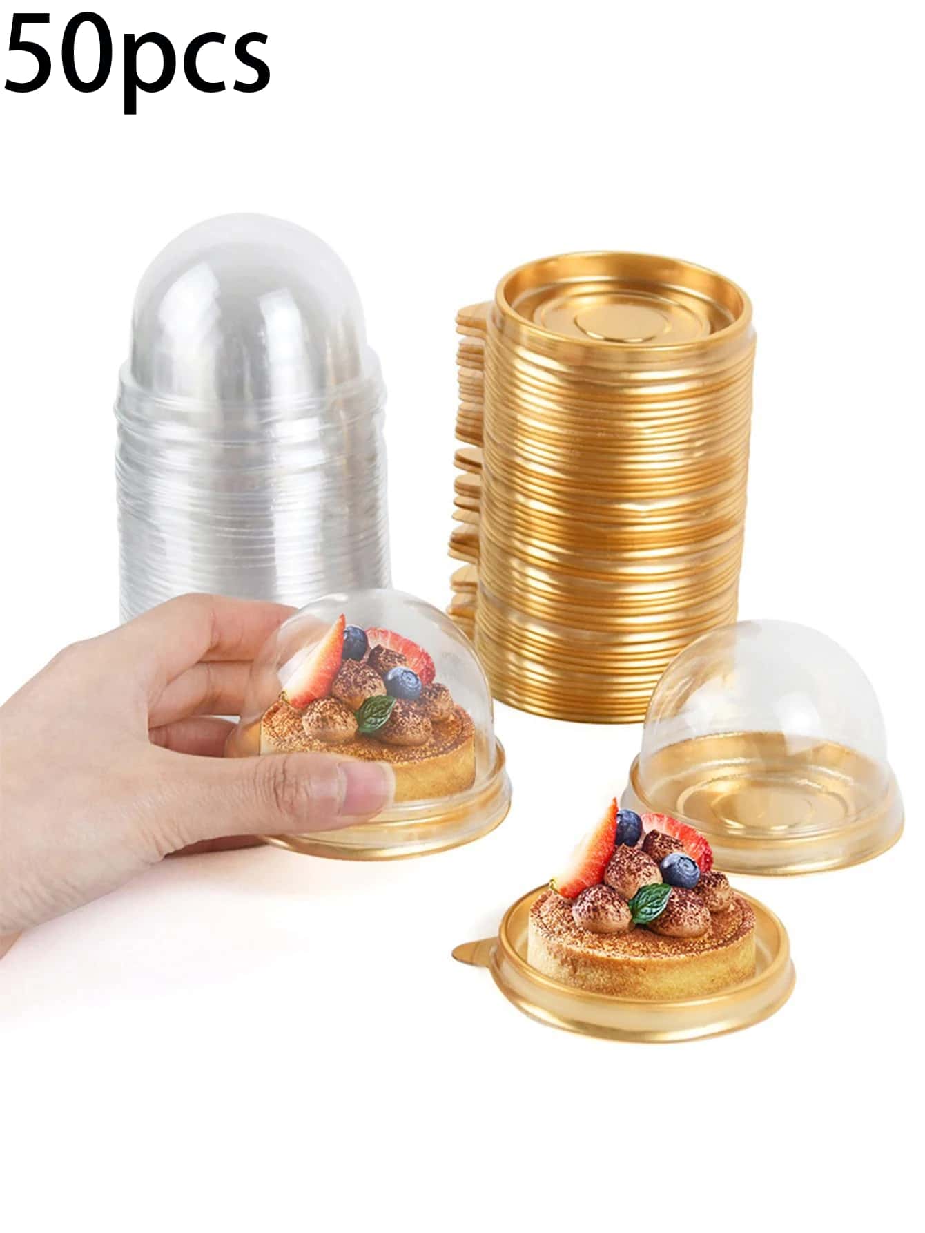 50pcs Round Cake Boxes For Weddings, Parties, And Baking - Gold - View 1