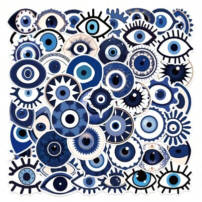 50 PIEZAS Pegatinas de ojos malignos lindos, pegatinas de decoración de graffiti de dibujos animados para portátil, botella de agua, equipaje, casco, monopatín, papelería, motocicleta, suministros de scrapbooking, pegatinas divertidas, pegatinas para portátil, pegatinas para Kindle, pegatinas para teléfono