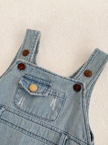 New Summer Fashion Denim Overall Romper Bodysuit For Baby Girls 0-3 Years Old - Dusty Blue - View 3
