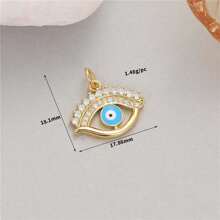 1個18K鍍金銅簡約魔眼形狀鑲嵌帶 CZ吊墜，DIY珠寶製作配件，可用於製作手鍊、項鍊、耳環和鑰匙扣，打造時尚奢華的外觀。 - 彩色 - 查看 13