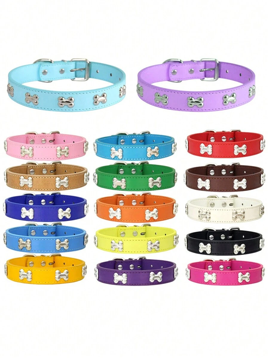 1 Pc PU Material Pet Collar,Adjustable Size Dog Collar,Suitable For Small, Medium And Large Cats And Dogs - Black - View 1