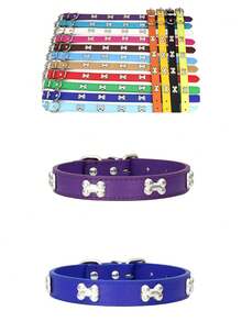 1 Pc PU Material Pet Collar,Adjustable Size Dog Collar,Suitable For Small, Medium And Large Cats And Dogs - Black - View 3