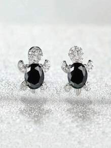 1 Pair Luxurious Sparkling Cubic Zirconia Turtle Stud Earrings For Women Birthday Party Christmas Jewelry Gift - Turtle - View 7