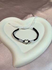 1 pièce Bracelet cœur en cordon tissé doux et simple, convient comme cadeau de couple pour la Saint-Valentin, maman, mère, fête des mères