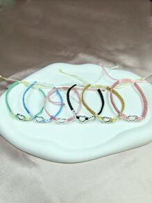 1 pièce Bracelet cœur en cordon tissé doux et simple, convient comme cadeau de couple pour la Saint-Valentin, maman, mère, fête des mères