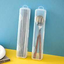 1pc Portable Transparent Plastic Cutlery Storage Box, Multi-Functional Waterproof Dustproof Spoon Chopstick Organizer, Suitable For Kitchen And Travel,Storage,Organizer,Organiser,Kitchen,Travel,Kitchen Items,Kitchen Tools,Kitchen Things. - White - View 10