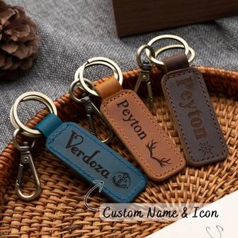 1 PC Custom Leather Keyring, Custom Name Keyring, Gifts For Men, Boyfriend Gifts, Wedding Party Favors, Groomsmen Gift Idea, Anniversary Gift., Ideal Gifts For Him, Ideal Gifts For Her, Boyfriend, Girlfriend, Family, Friends, Grandparents, School Supplies, Back To School Gift, School Gift For Office, Classroom, Teacher