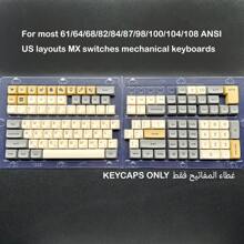 125 Keys Shimmer Arabic Keycaps Set PBT Material XDA Profile Height Dye-Sublimation Cartoon Style Key Caps For 61/64/68/82/84/87/98/104/108 ANSI/ISO Layout Universal Compatibility For Cherry  TTC Gateron JWK Bsun MX Switches Mechanical Keyboards