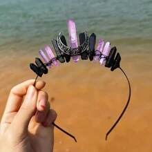 Wykwintna i elegancka naturalna kryształowa opaska na głowę w stylu księżniczki wróżki, prezent na urodziny i przyjęcie świąteczne dla kobiet i dziewcząt, rekwizyty fotograficzne w stylu barokowym do kostiumów i występów scenicznych, opaska na głowę dla kobiet, akcesoria do włosów - kształt - Zobacz 21