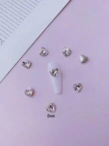 1 Bag 20pcs Nail Decoration, Transparent, Pink, Heart-Shaped, Three-Dimensional Heart-Shaped Design Nail Art, Couples, Marriage, Dating, Dating Occasions, Europe, The United States, DIY Elements Are Popular In Japan And Korea, Size 6mm 8mm Nails Charms Nails Supplies Nail Gems