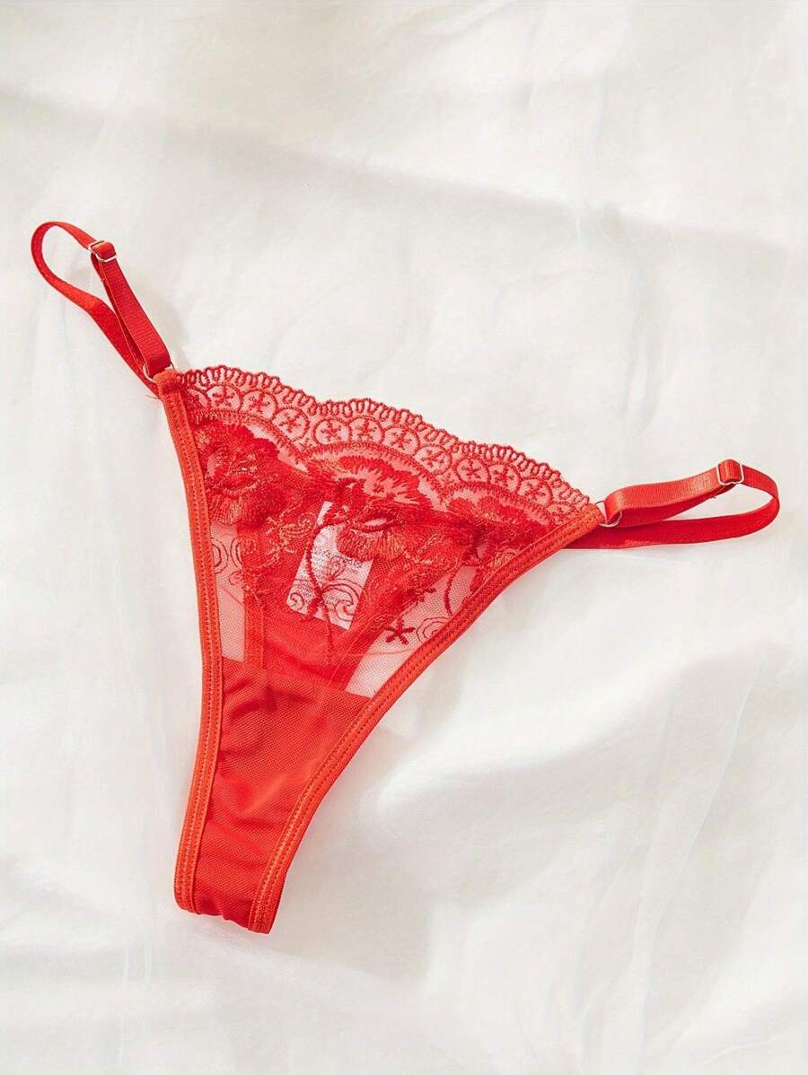 Sexy Lingerie Set With Floral Embroidery Bra And Triangle Panties for