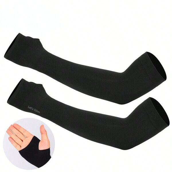 Sun Protective Anti UV 1 Pair Summer Finger Sleeve Ice Cool Wearing High Elastic Elbow Spring Outdoor Riding Fingerless Fishing Custom Ice Silk Sleeve,Suitable For Cycling And Riding Motorcycle