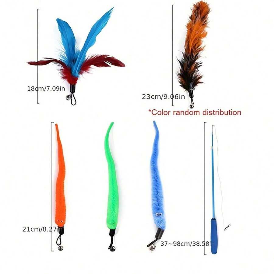 11pcs/Set (Random Accessory Colors And Styles) Pet Cat Toy Set Including Cat Tunnel, Feather Wand, Plush Mouse And More - Multicolor - View 1
