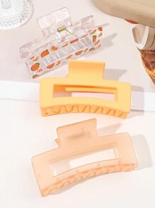 3pcs/Set Summer Orange Matte Fruit Cartoon Transparent Printed Gradient Square Hair Claw, Medium, For Parties And Cool Girls' Hairdressing Accessories,Dopamine Claw Clips Hair Clips Hair Jaw Clip Hair Clamps Hair Clutch Hair Catcher Clip Fall Winter Hair Accessories For Women For Vacation Outfits Woman