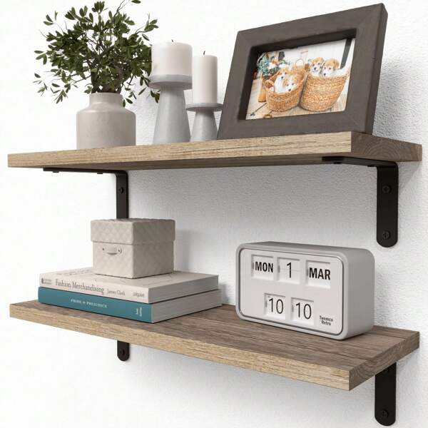 Juego de 1 estantería rústica de madera, estante flotante de estilo granja para decoración de pared, estantes colgantes para baño, dormitorio, almacenamiento, cocina, sala de estar, decoración de hogar de otoño