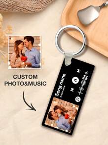 1 pièce Porte-clés personnalisé avec code musical, porte-clés en acier inoxydable avec code musical personnalisé, porte-clés avec code musical personnalisé, cadeau d'anniversaire, cadeau de la Saint-Valentin pour les grands-parents, les enfants pour la remise des diplômes, pour les mariages, pour Noël, pour l'hiver, pour l'automne, pour les trouvailles de vacances personnalisées/personnalisées, accessoires de Noël