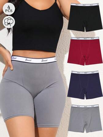 4 paquetes de pantis deportivos de mujer de cintura alta y pierna larga en multicolor