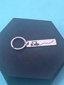 1pc Men's Fun Golf Keychain, Stainless Steel Golf Cart Keyring - Silver - View 2