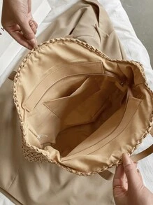 Nowa modna torba plażowa o dużej pojemności i pustym designie, idealna do podróży. Torba plażowa, torba ze słomy to niezbędny element podróży i wakacji