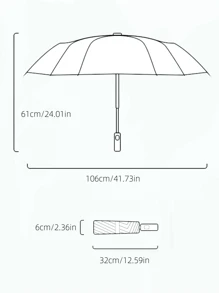簡單單色可攜式全自動乙烯基雨傘，有多種顏色可選 - 黑色 - 查看 2