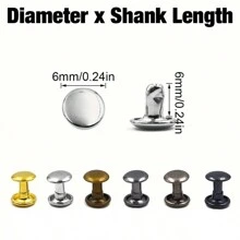 100pcspack 6x6mm Double-Sided Copper Rivets, Anti-Rust Studs For Leather, Luggage, Box, DIY Hat Accessories - Multicolor - View 2