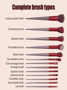 13 Pcs Brochas De Maquillaje Profesional Set De Brochas - Marrón - Ver 3