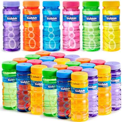 Joyfy 24 Pcs Bubble Bottles With Wand Assortment, 4oz Blow Bubbles Solution Novelty Summer Toy, Party Favors, Birthday, Outdoor & Indoor Activity