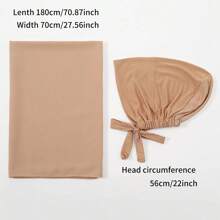 Bộ 2 khăn choàng voan co giãn thời trang, 1 mũ bên trong màu trơn thanh lịch và 1 khăn trùm đầu mỏng chống nắng kết hợp khăn trùm đầu mùa đông thu cho phụ nữ Abaya - 2 cái/bộ - Xem 12