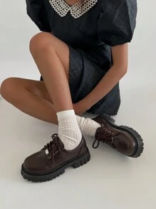 SRSOO 瑪麗珍女鞋，黑色，英倫風格，粗跟，簡單優雅，特別是適合女服務員的日式鞋款，全季節通用 - 棕色 - 查看 4