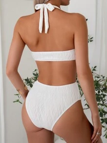 Bộ đồ bơi Monokini khoét sâu gợi cảm mới với thiết kế nâng ngực cho phụ nữ khoe vóc dáng thon thả, hoàn hảo cho kỳ nghỉ hè cao cấp - trắng - Xem 3