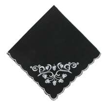 CTM Women's Cotton Black And White Floral Scroll Handkerchief, Available In Black,  One Size Cotton Handkerchiefs