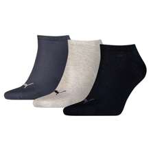 Puma Unisex Adult Invisible Socks (Pack Of 3) (Navy/Light Grey/Black) - Navy Floral - View 1