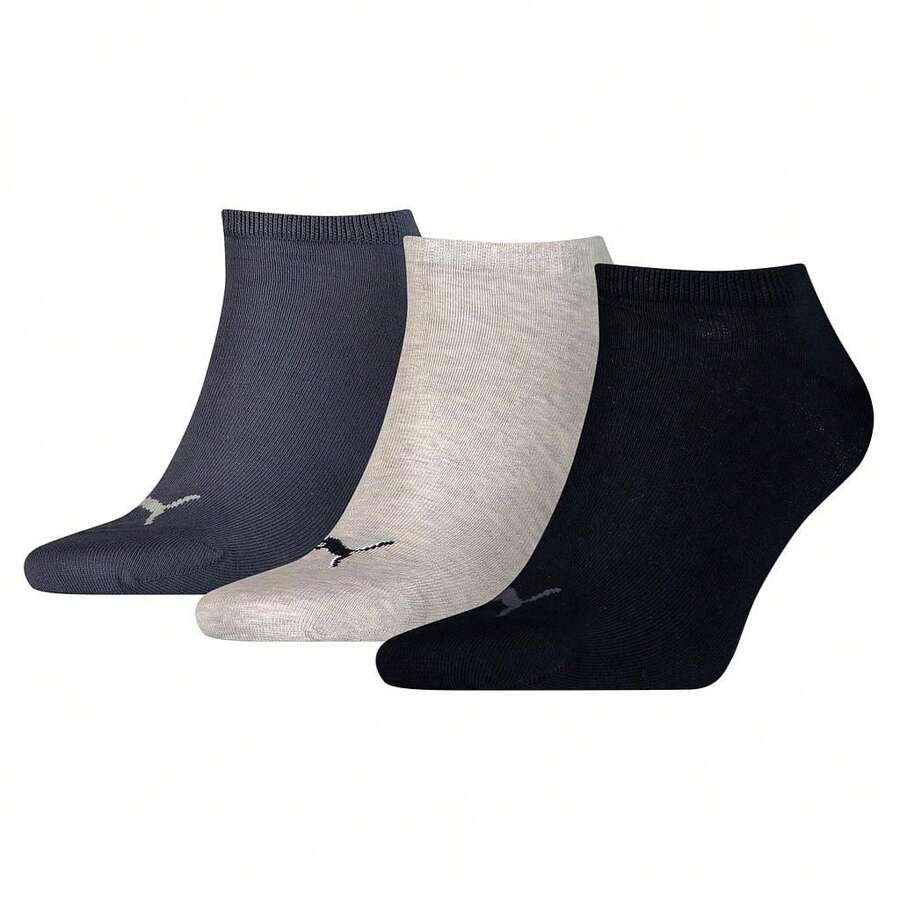 Puma Unisex Adult Invisible Socks (Pack Of 3) (Navy/Light Grey/Black) - Navy Floral - View 1
