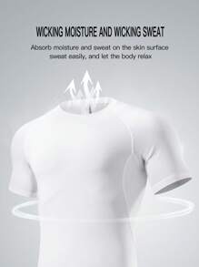 Camiseta de compresión de manga corta para hombre, capa base deportiva para entrenamiento - Blanco - Ver 4