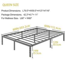 1pc,14 Inch Twin Bed Frame No Box Spring Needed, 3500 Lbs Heavy Duty Metal Platform Bed Frames, Non-Slip And Noise-Free Mattress Foundation, Black