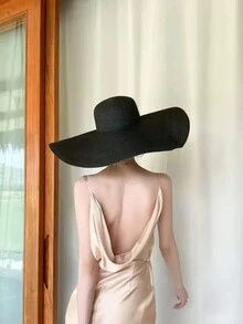 Boho 1pc Large Brimmed Straw Hat Summer Outdoor Sunshade Beach Hat Can Do Modeling